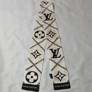Louis Vuitton Cream and Black Monogram Silk Scarf/Wrap